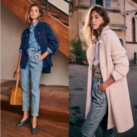 Sezane Denim - Sézane Austin Trousers / Jeans - acid wash - pleated - no belt